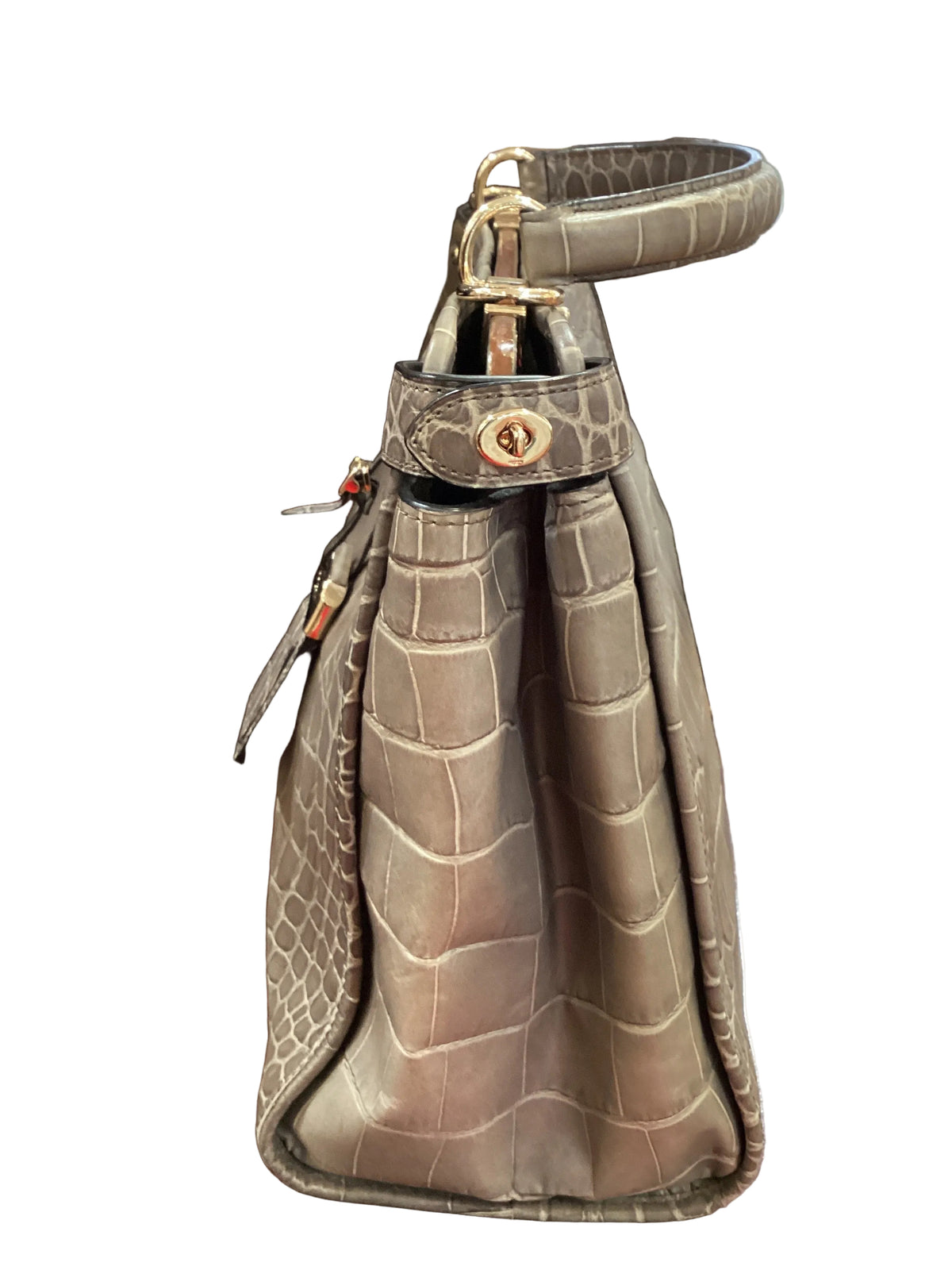 Vintage Coach Grammercy 33638 Satchel Bag in Croc Embossed Gray Leather Like New Wihout Tags Birkin Style Carry All