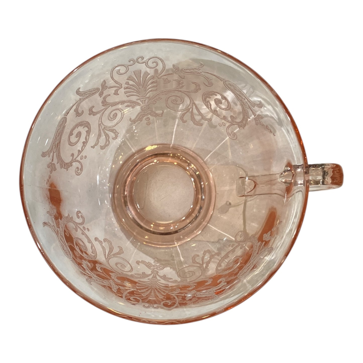 Vintage Pink Depression Glass Tea Cup Versailles Etched Fostoria Glass Company