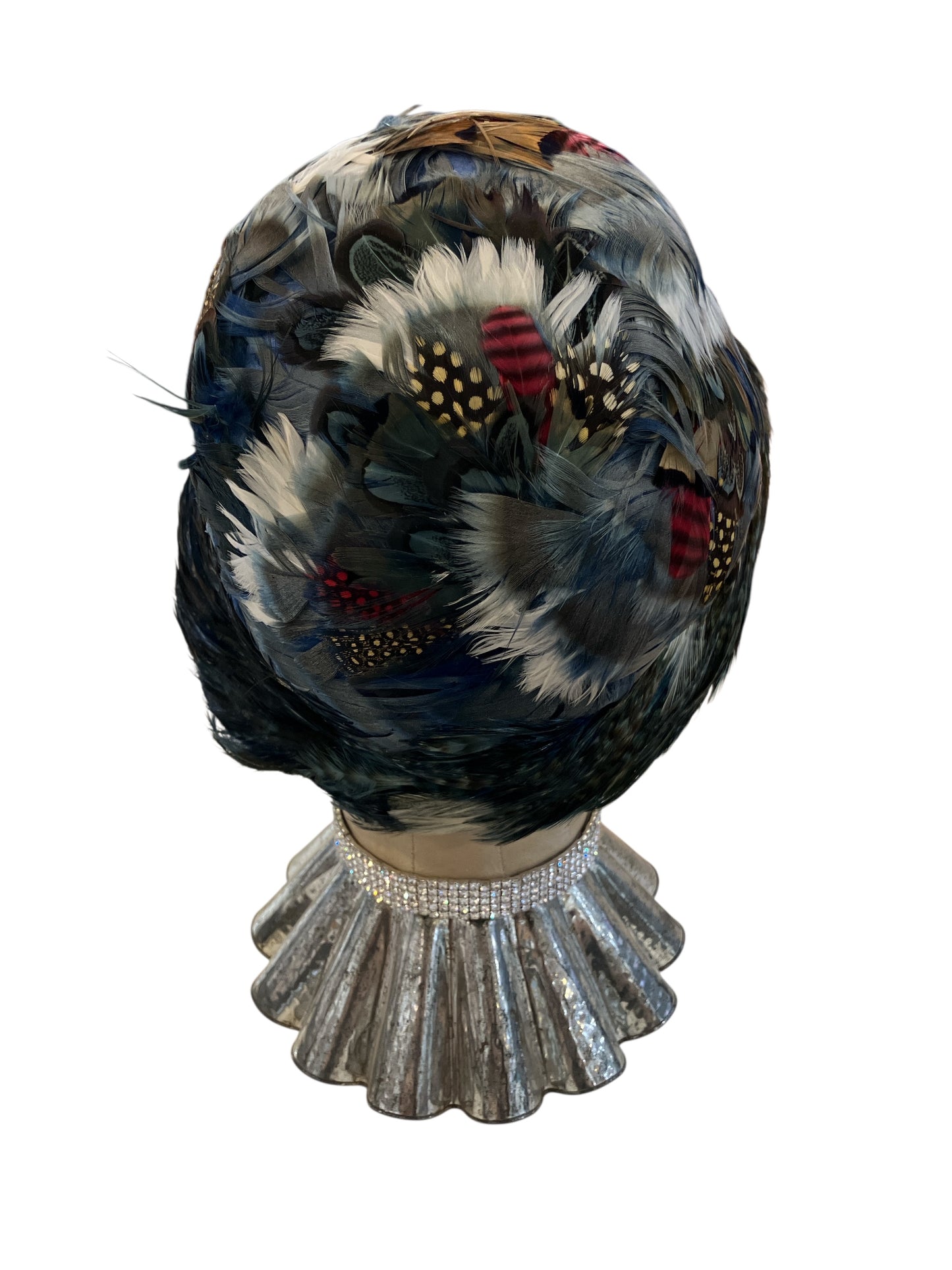 Vintage 1950s/1960s Union Made Feather Hat Dyed Blue