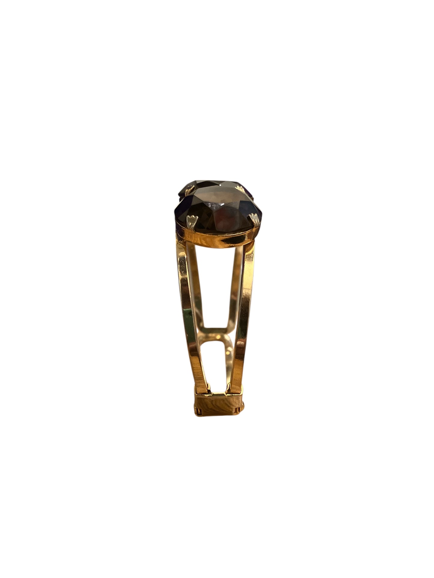 Chunky Smoky Quartz Bangle Gold Tone