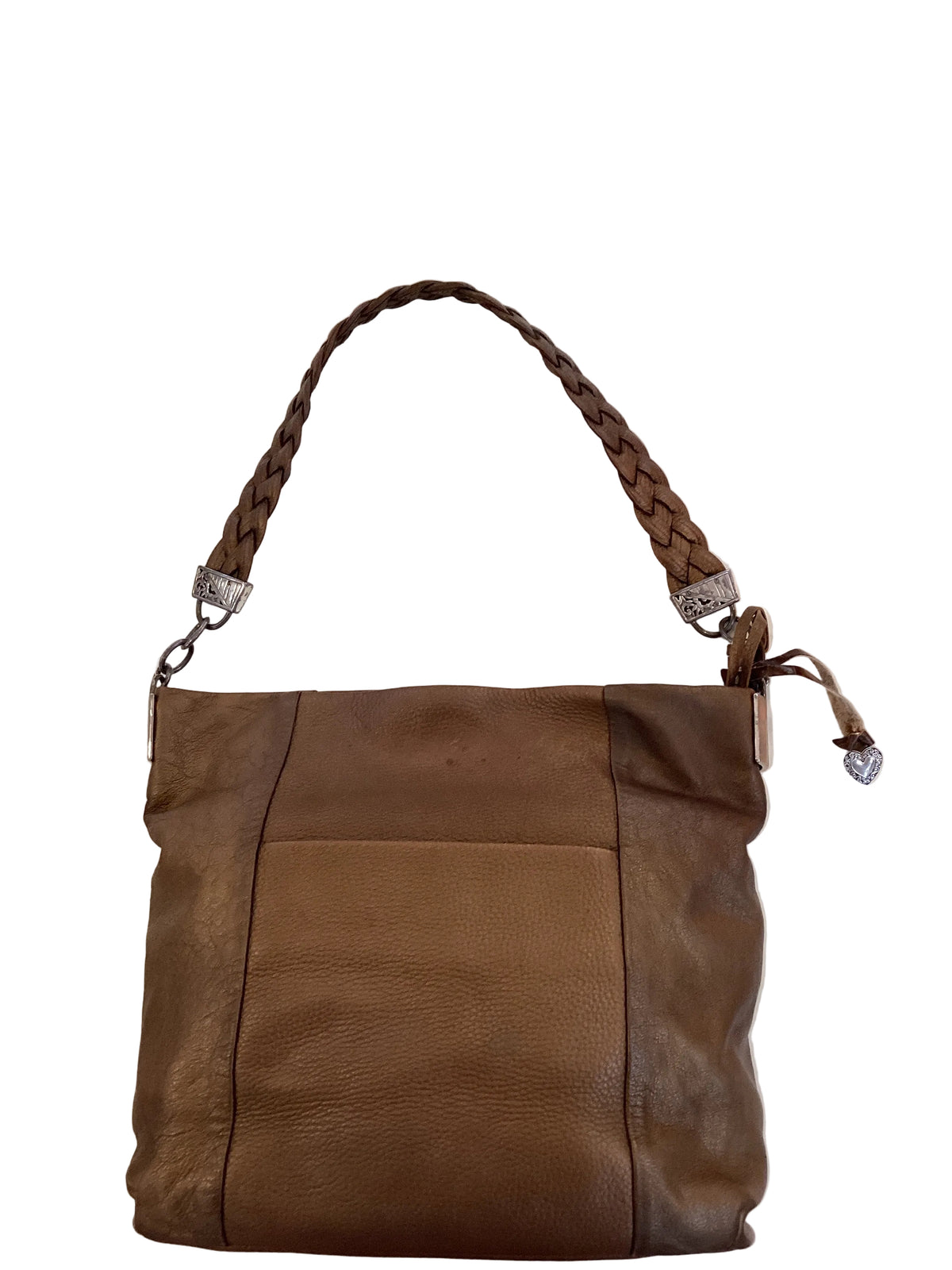 Vintage Brighton Brown Metallic Leather Large Single Strap Tote Bag