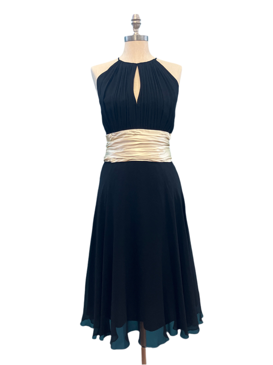 Vintage Maggy London Sleeveless Black + Beige Dress