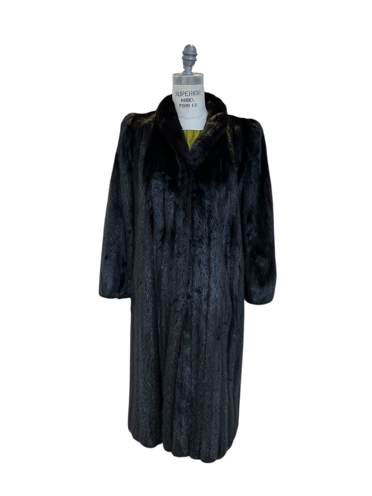 Vintage 1950s 1960s Luxe Dark Brown Black Genuine Mink Fur Coat Dress Length with Hidden Interior Pockets Hook and Eye Closure