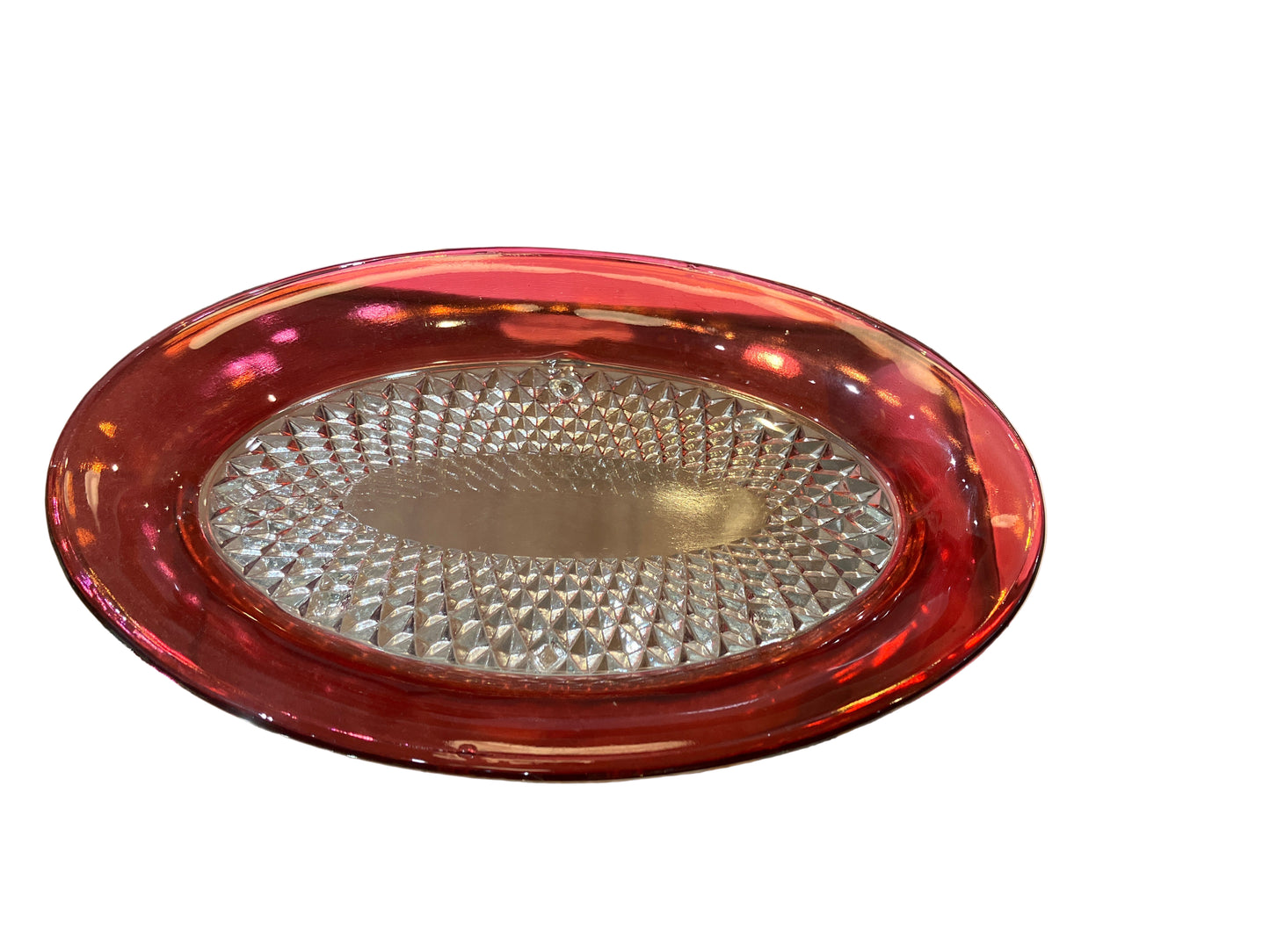 Vintage Indiana Glass Co. Diamond Point Butter Dish w/ Lid