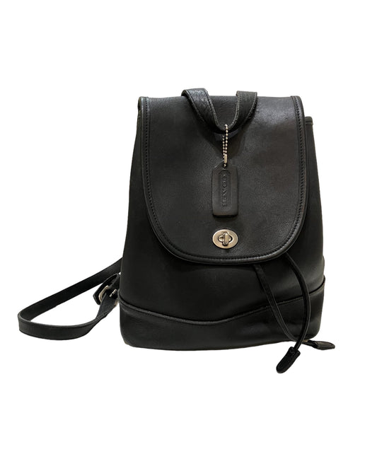 Vintage Coach Black Leather Backpack
