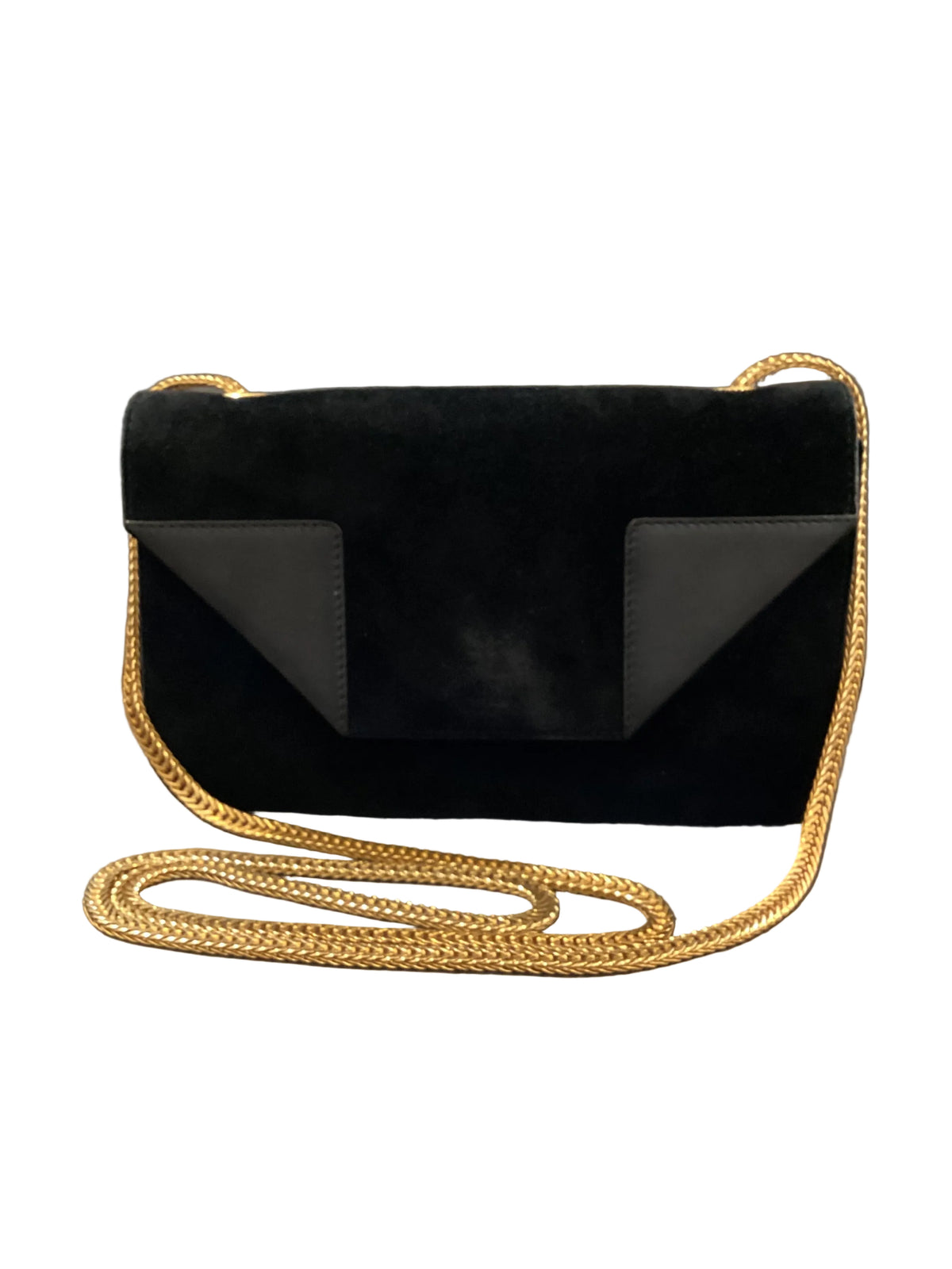 Vintage Saint Laurent YSL “Betty” Small Suede Lambskin Gold Chain Crossbody Shoulder Bag