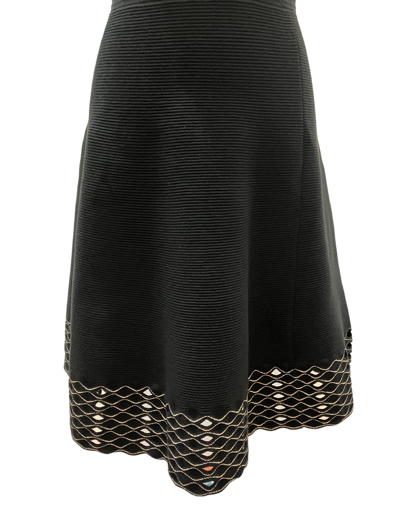 Designer Ted Baker Black Knit Dress With Metallic Gold Design Amorin Vintage Designer Ted Baker Black Knit Dress With Metallic Gold Design Amorin Vintage