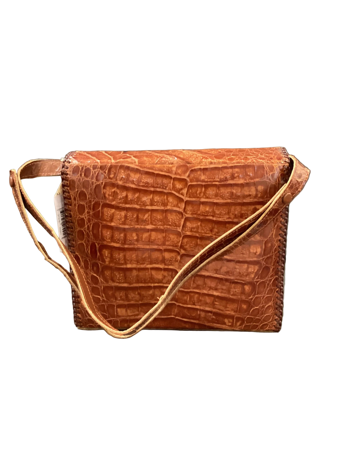 Vintage 1940s Genuine Crocodile Skin Brown Bag Two Compartment Convertible Strap(Sold As-Found)