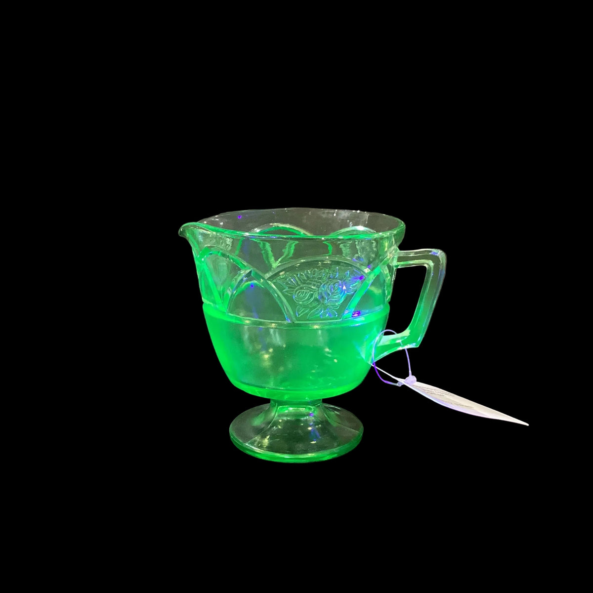 Vintage Uranium Depression Vaseline Glass Green Cream and Sugar Sold as a Set (2pc)
