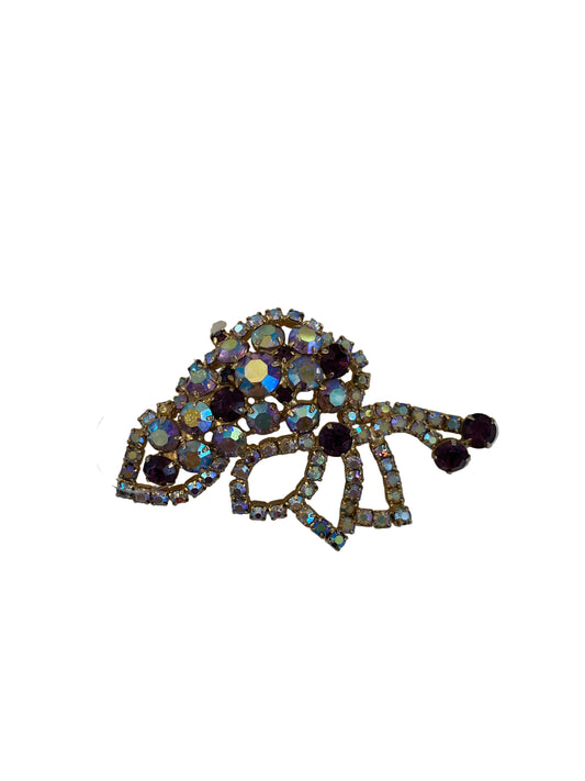 Vintage Iridescent Purple Rhinestone Pin