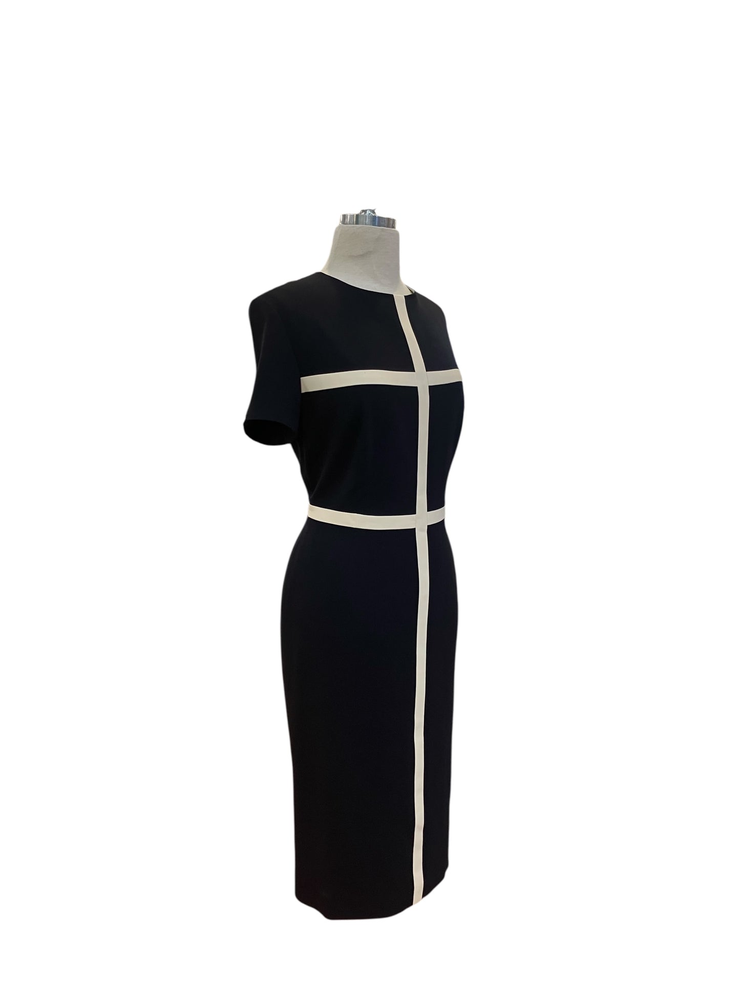 Designer ESCADA Authentic Navy with Ivory European Size 42 Dress