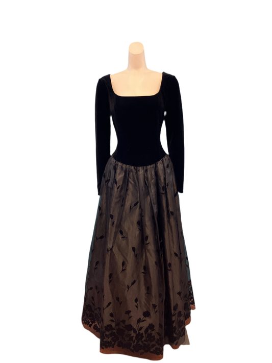 Vintage Scott McClintock Black Velvet/Organza Ballgown