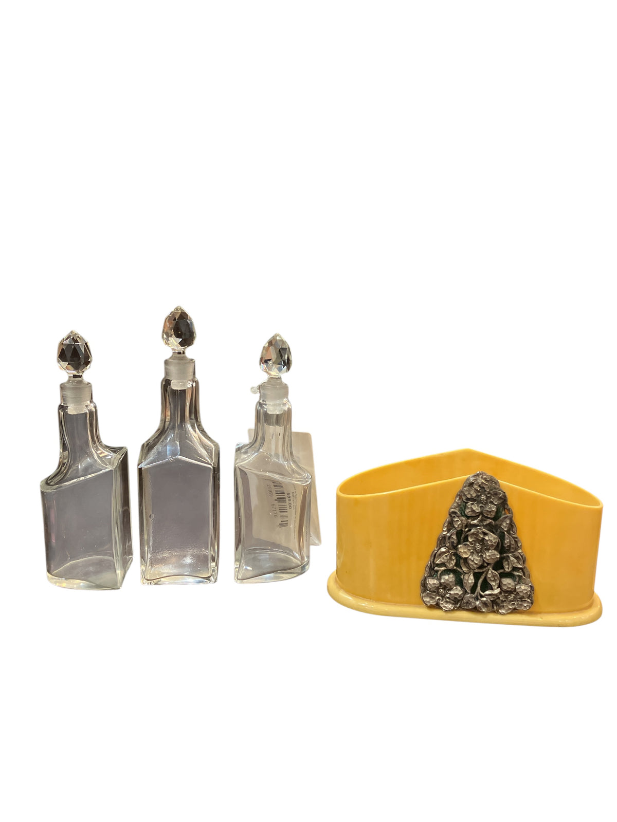 Vintage Rare Ivortus Celluloid and Glass Perfume Bottles Set of Three