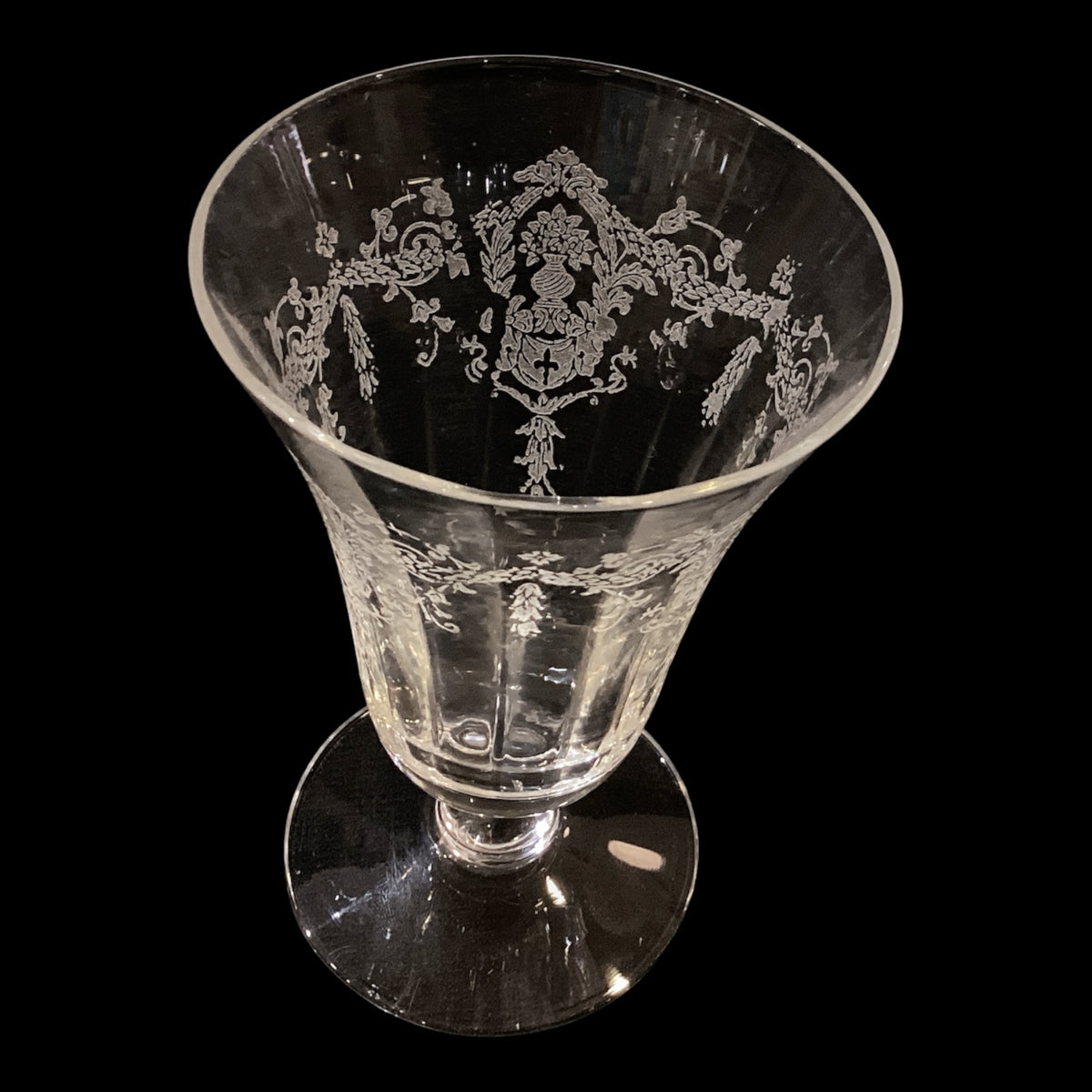 Vintage Etched Clear Glass Small Port Goblets Rare Pattern Set of 5 Sold Together (5pc)