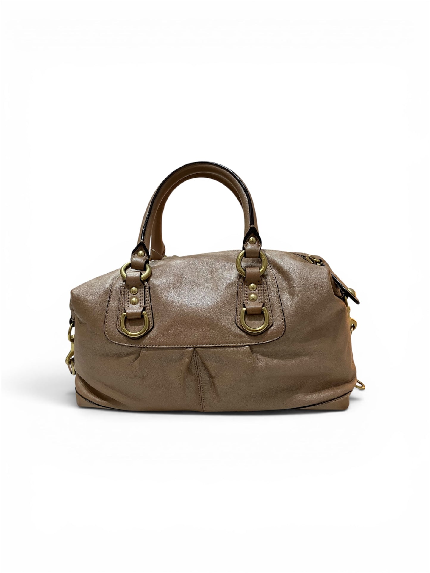 Vintage COACH Ashley Leather Satchel Shimmery Taupe Light Brown Bag Convertible