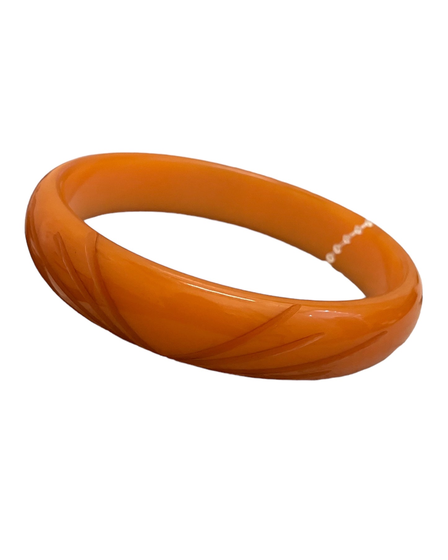 Bakelite Carved Orange Color Bangle