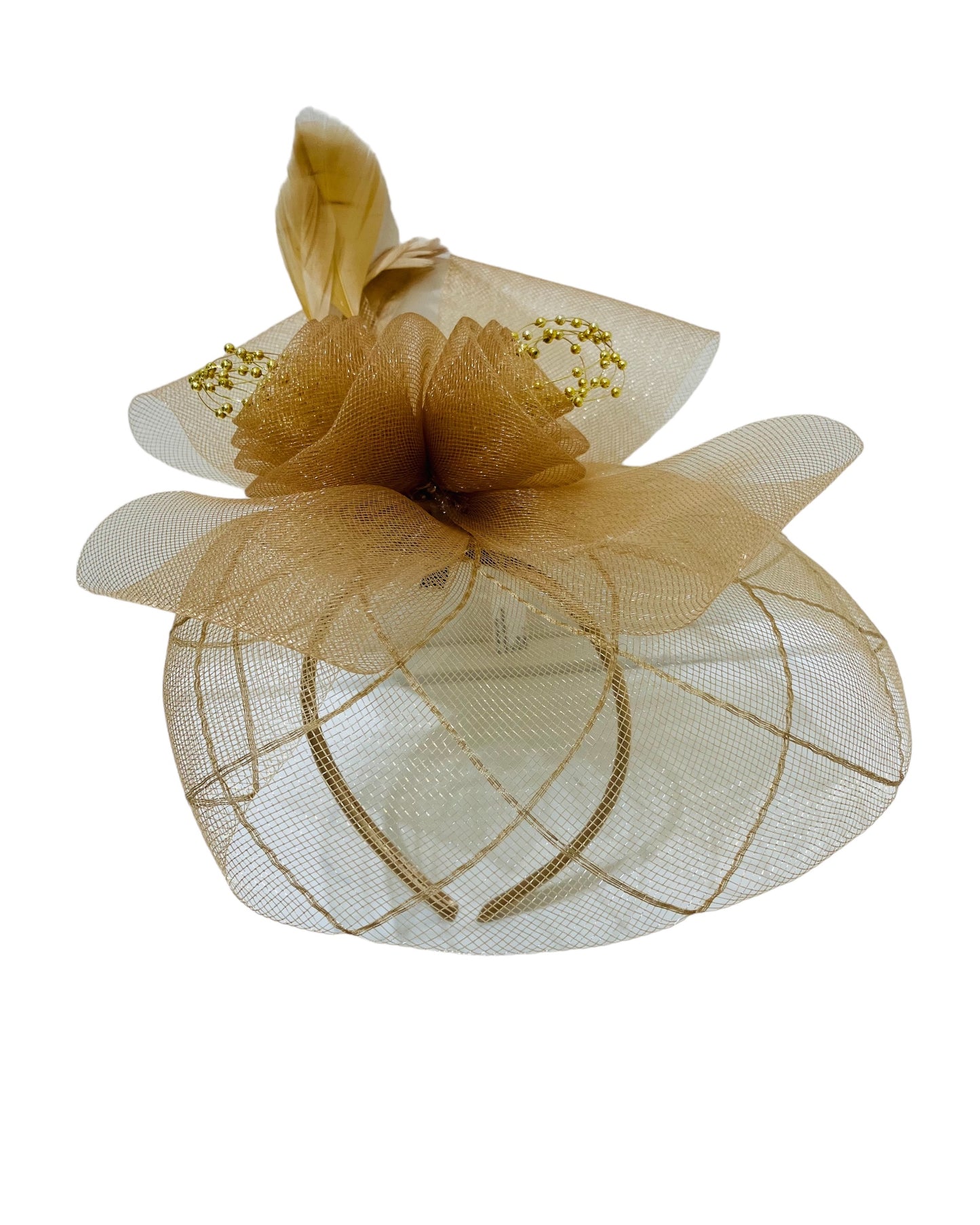 Vintage Style Golden Fascinator Hat