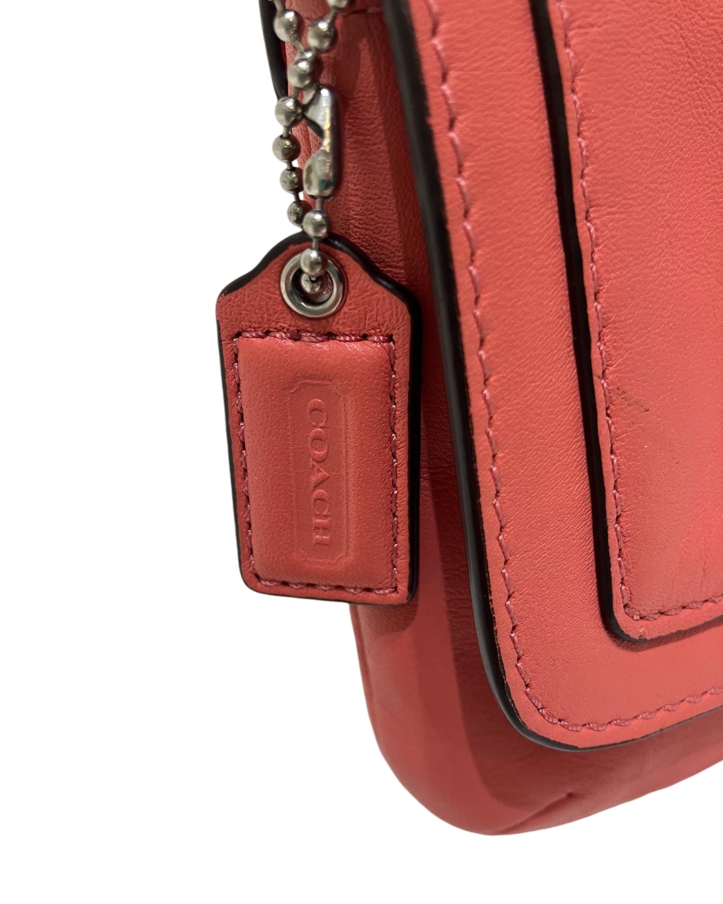 Vintage Coach Leather Coral Color Shoulder Bag