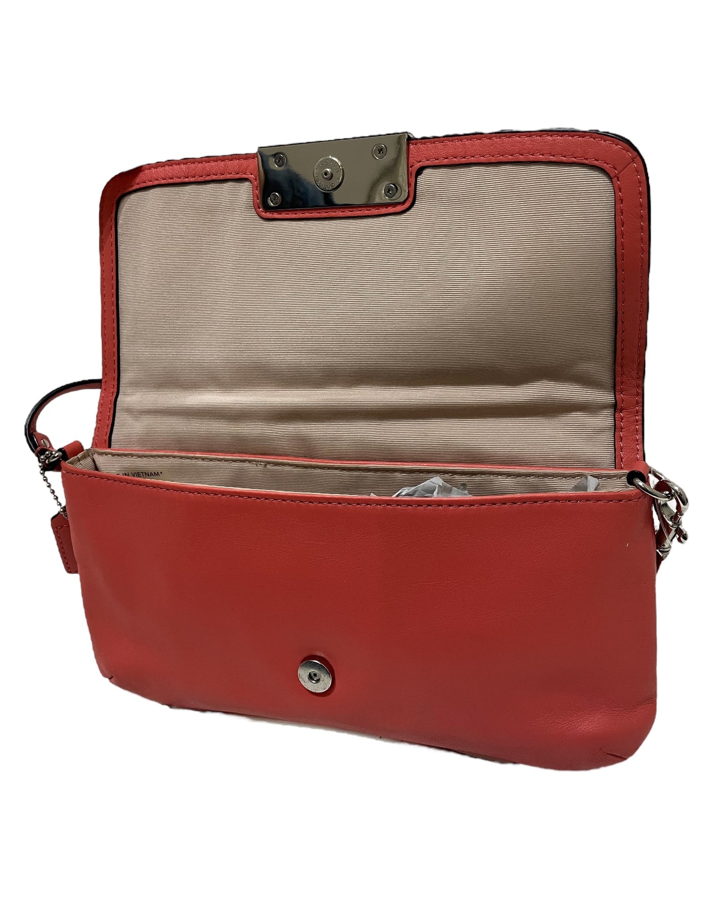 Vintage Coach Leather Coral Color Shoulder Bag